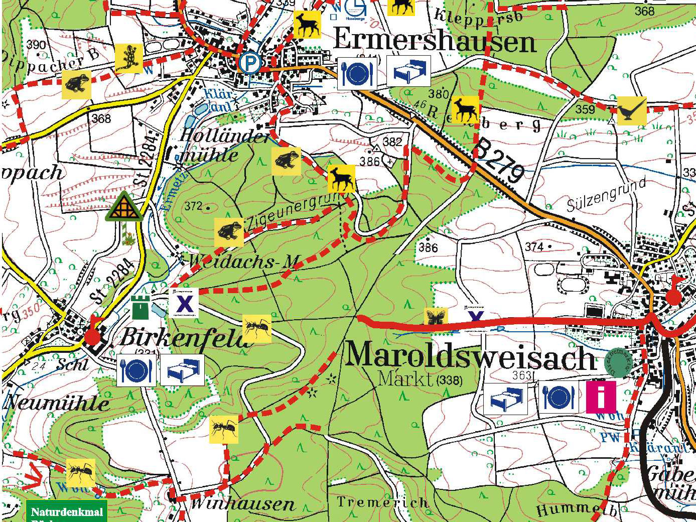 Grossansicht in neuem Fenster: Karte Tour 08 - vom Schloss zu Silberweiden